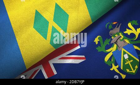 Saint Vincent and the Grenadines and Pitcairn Islands two flags Stock Photo