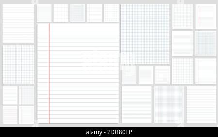 Set of writing squared paper and ruler - Vector illustration Stock Vector