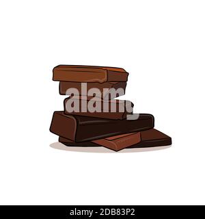 Chocolate pieces Vector illustration Cartoon style Stock Vector