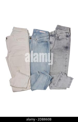 Jeans fashion. Closeup of collection of 