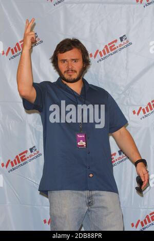 Jack Black and Kyle Gass of Tenacious D arriving at the press room for the 2001 MTV Video Music Awards held at the Metropolitan Opera House at Lincoln Stock Photo