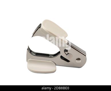 A white staple remover isolated on a white background with clipping path. Stock Photo