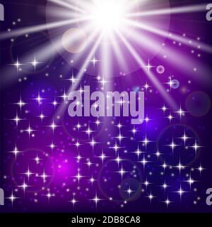 Sun rays and light effects on blue sky. Vector illustration Stock Photo ...