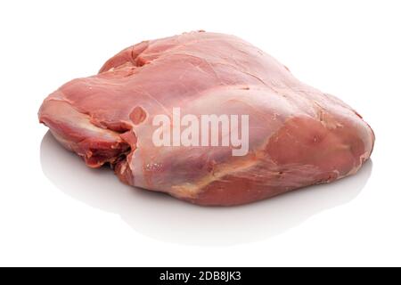 Raw roe deer meat haunch from fawn white isolated Stock Photo