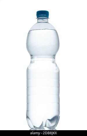 Plastic bootle with mineral water white isolated vertical format Stock Photo