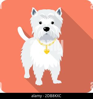 Vector dog West Highland White Terrier standing icon flat design Stock Photo