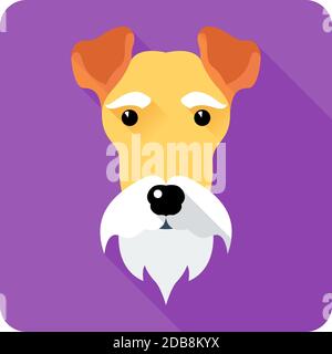 Fox Terrier dog icon flat design Stock Photo
