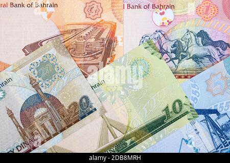 Currency of Bahrain - Dinar a background Stock Photo
