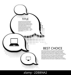 Vector modern halftone bubble speech icons business and technology background. Stock Vector