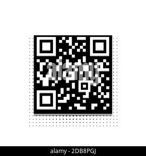 Vector modern halftone qr code icon on white background. Stock Vector
