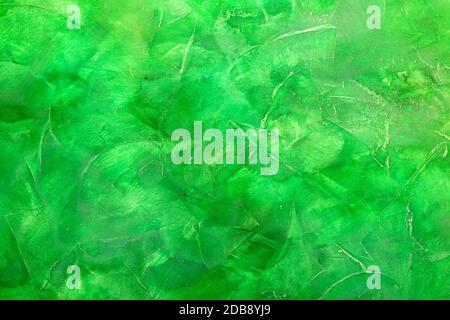Painted wall in different shades of green color Stock Photo