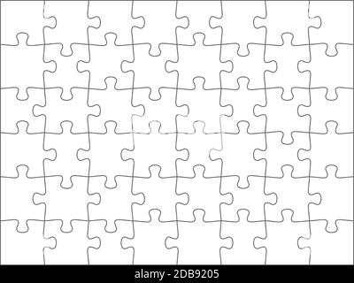 Solved jigsaw, puzzle background. White complete puzzle elements template. Team cooperation, teamwork or solution business theme. EPS 10 vector file i Stock Photo