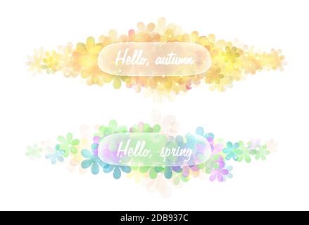 Set of vector bright spring banners with colorful flowers. Stock Vector
