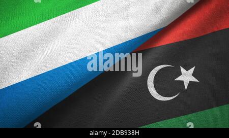 Sierra Leone and Libya two flags textile cloth, fabric texture Stock Photo