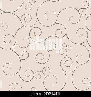 Seamless swirly patterns, coffee colors. Stock Vector