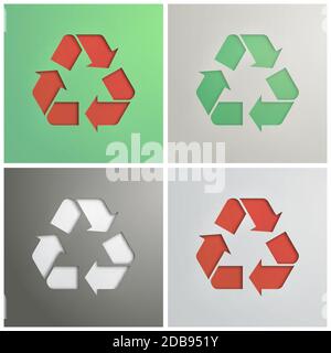 Recycle Symbol, cut from cardboard wish realistic shadows. ector Illustration. Stock Vector