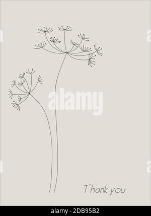 Silhouette of an inflorescence of fennel. Stock Vector