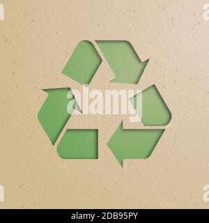 Recycle Symbol, cut from cardboard. Stock Vector