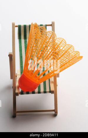 A shuttlecock with a plastic skirt Stock Photo