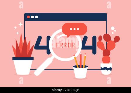Page not found 404 design. Vector illustration 404 error web page concept. minimal cartoon flat style. Stock Vector