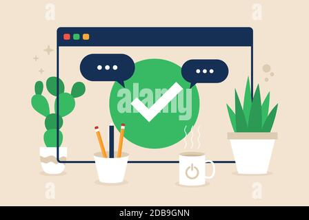 Browser, web site, check mark, approve icon. Simple color with vector elements of internet explorer icons for ui and ux, website or mobile application Stock Vector
