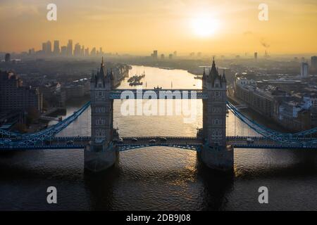 London tower Bridge drone view from above Stock Photo