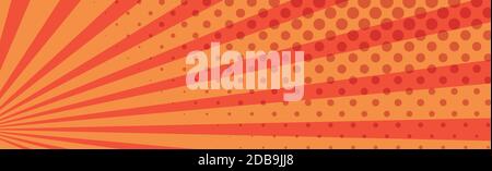 Panoramic orange comic zoom with lines - Vector illustration Stock Vector