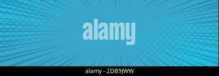 Panoramic blue comic zoom with lines - Vector illustration Stock Vector