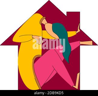 Girl keeping calm and stay home at quarantine. Stock Vector