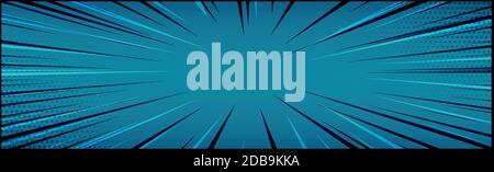 Panoramic blue comic zoom with lines - Vector illustration Stock Vector