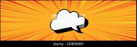 Panoramic orange comic zoom with lines - Vector illustration Stock Vector
