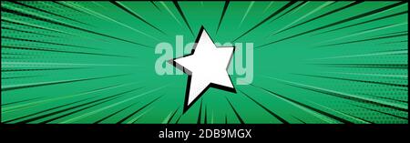 Panoramic green comic zoom with lines - Vector illustration Stock Vector