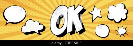 Panoramic yellow comic zoom with lines - Vector illustration Stock Vector