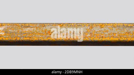 Rusty profile metal pipe on an isolated background. Stock Photo