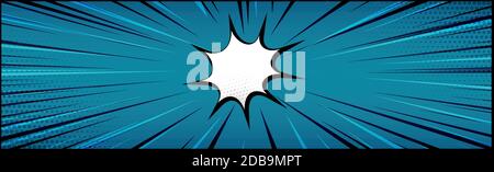 Panoramic blue comic zoom with lines - Vector illustration Stock Vector