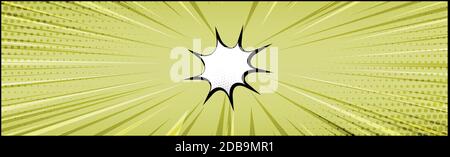 Panoramic yellow comic zoom with lines - Vector illustration Stock Vector