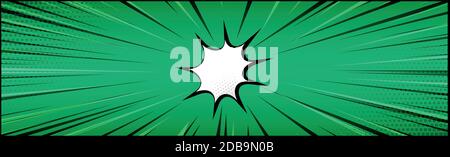 Panoramic green comic zoom with lines - Vector illustration Stock Vector