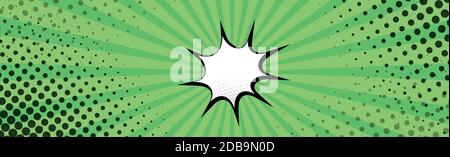 Panoramic green comic zoom with lines - Vector illustration Stock Vector