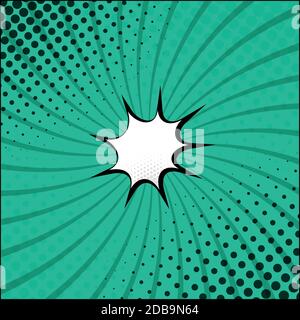 Panoramic green comic zoom with lines - Vector illustration Stock Vector