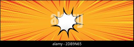 Panoramic orange comic zoom with lines - Vector illustration Stock Vector
