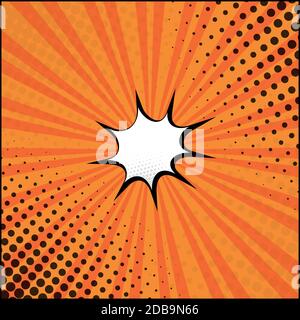 Panoramic orange comic zoom with lines - Vector illustration Stock Vector