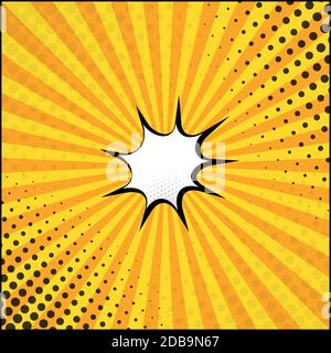 Panoramic yellow comic zoom with lines - Vector illustration Stock Vector