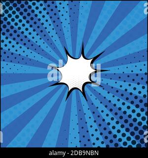 Panoramic blue comic zoom with lines - illustration Stock Vector
