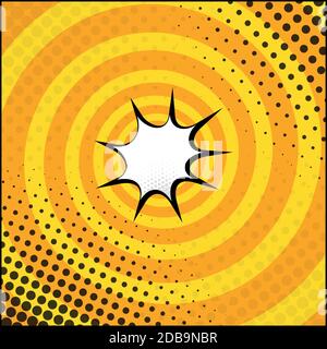 Panoramic yellow comic zoom with lines - Vector illustration Stock Vector