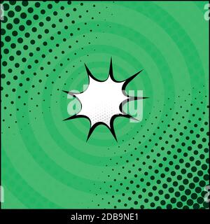 Panoramic green comic zoom with lines - Vector illustration Stock Vector