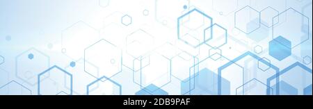 Hexagons on blue and white background - Vector illustration Stock Vector