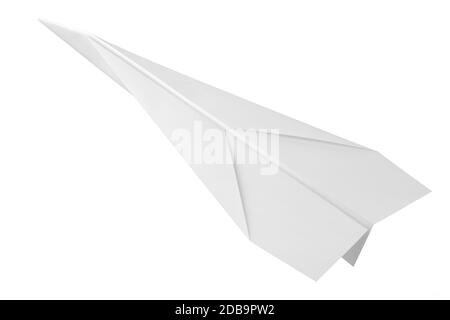 A white paper dart plane from above isolated on white with clipping path Stock Photo