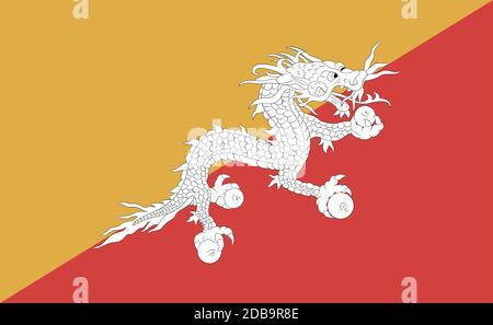 Bhutan national flag in exact proportions - Vector illustration Stock Vector