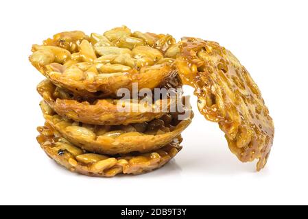 Stack of florentine biscuits isolated on white background with clipping path Stock Photo