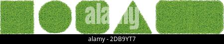 Geometric shapes from realistic green grass lawn - illustration Stock Vector